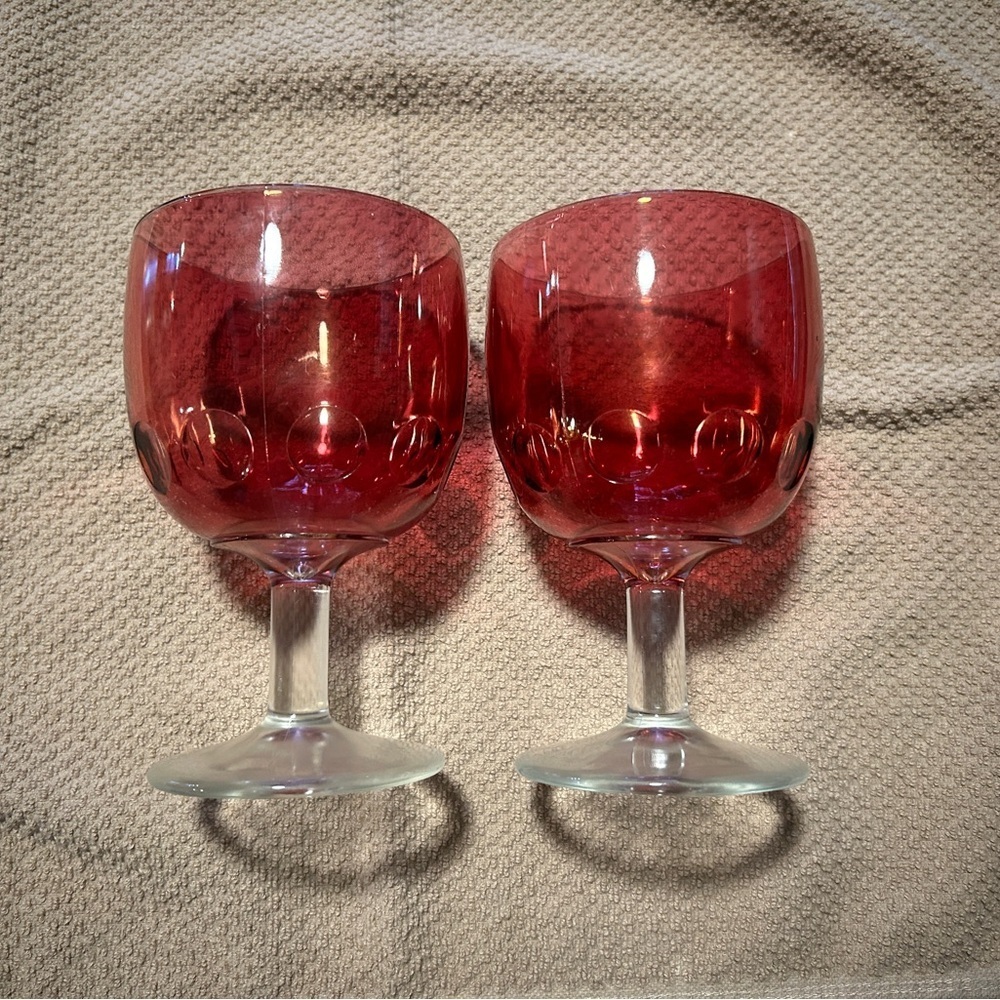 Bartlett Collins Cranberry Ruby Red Goblets set of 2